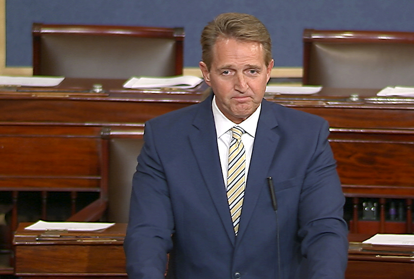 Jeff Flake speaks on the Senate floor, Jan. 17, 2017 (Senate TV via AP)