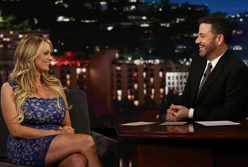 Stormy Daniels and Jimmy Kimmel on "Jimmy Kimmel Live!" (ABC/Randy Holmes)