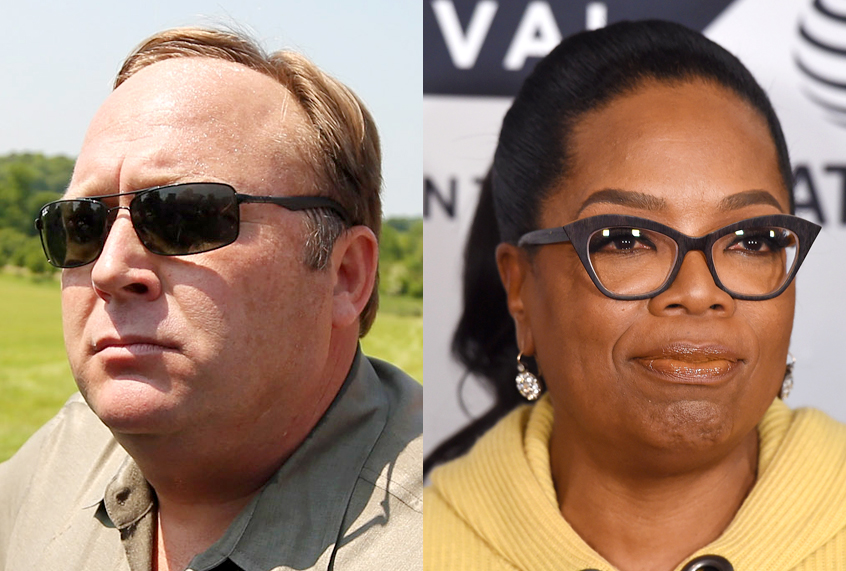 Alex Jones; Oprah Winfrey (Getty/Oli Scarff/Nicholas Hunt)