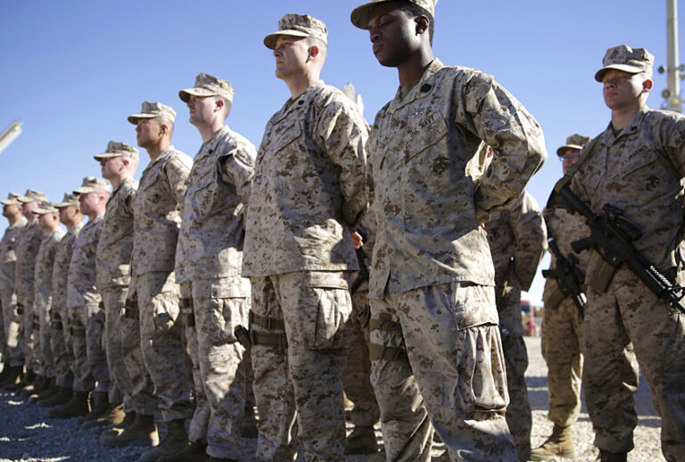 U.S. Marines at Task Force Southwest military field in Shorab military camp of Helmand province, Afghanistan. (AP/Massoud Hossaini)