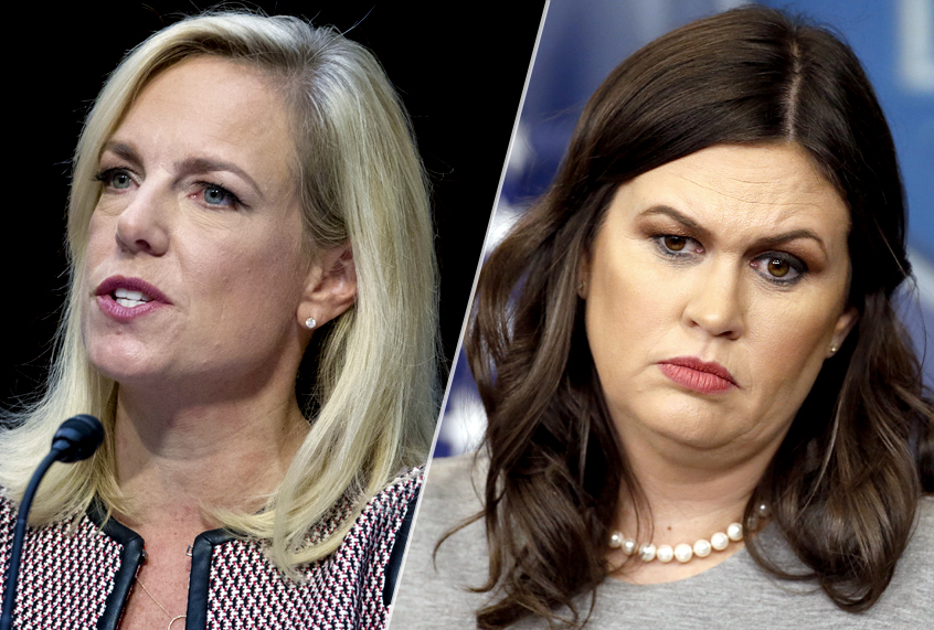 Kirstjen Nielsen; Sarah Huckabee Sanders (AP/Jose Luis Magana/Alex Brandon)