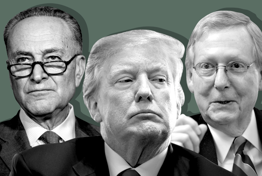Chuck Schumer; Donald Trump; Mitch McConnell (Getty/AP/Salon)