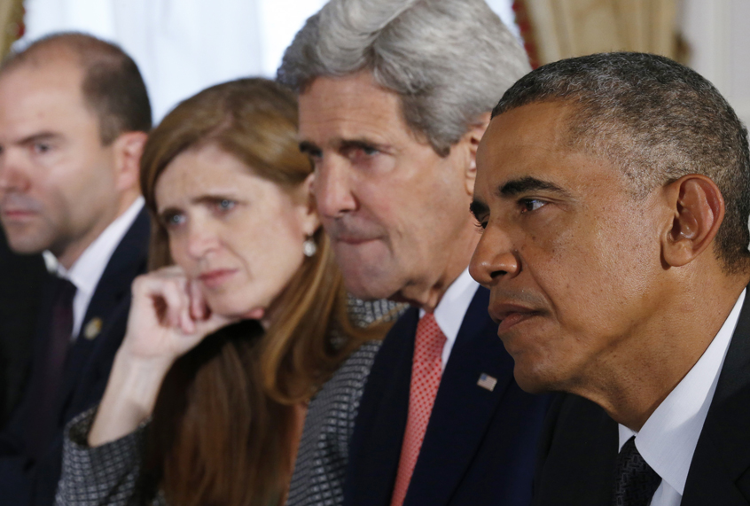 President Barack Obama; Deputy National Security Adviser Ben Rhodes; U.S. Ambassador to the U.N. Samantha Power; Secretary of State John Kerry in "The Final Year" (Magnolia Pictures/Reuters)