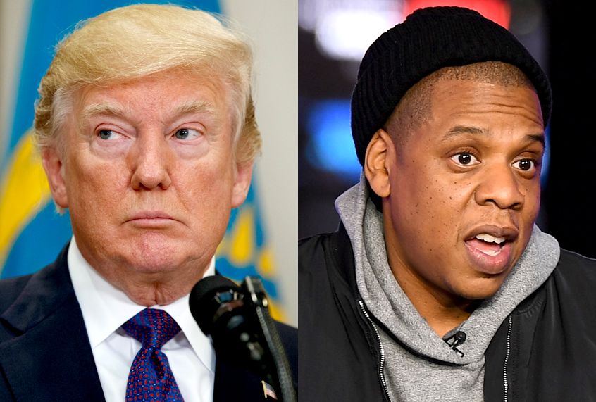 Donald Trump; Jay Z (AP/Evan Vucci/Getty/Dave Kotinsky)
