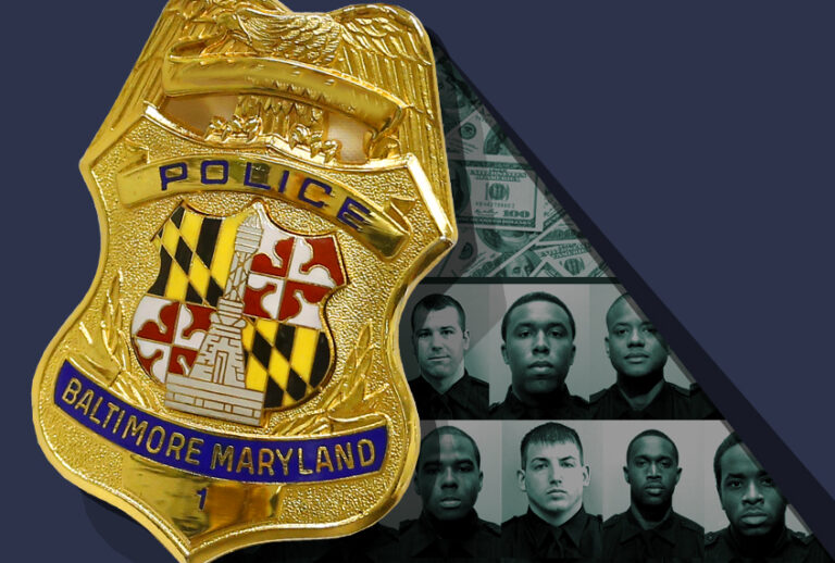 Baltimore Police Department Commissioner Kevin Davis' badge is seen during an interview with The Associated Press, Tuesday, Dec. 1, 2015, in Baltimore. (AP Photo/Patrick Semansky) (AP)
