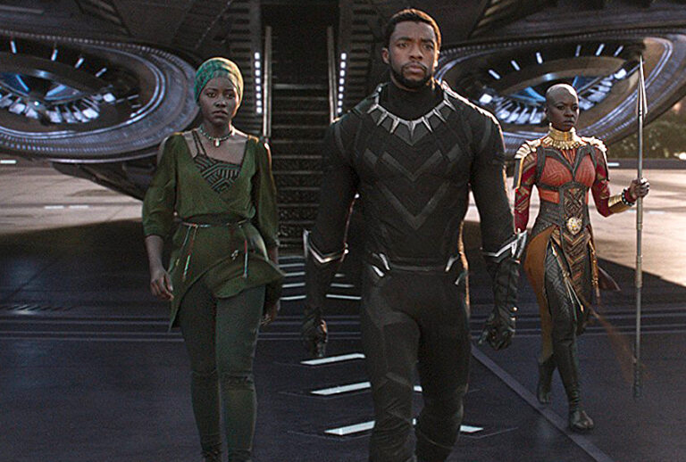Lupita Nyong'o, Chadwick Boseman, and Danai Gurira in "Black Panther" (Marvel Studios)