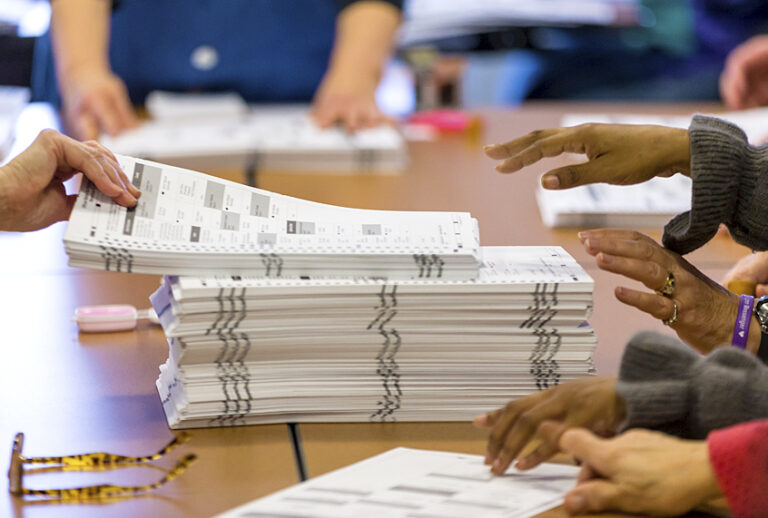 Tabulators work on recounting presidential ballots in Madison, Wisconsin. (Getty/Andy Manis)