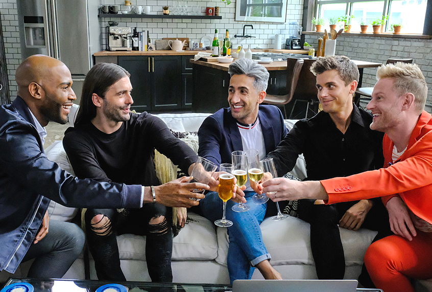 Karamo Brown, Jonathan Van Ness, Tan France, Antoni Porowski, Bobby Berk on "Queer Eye for the Straight Guy" (Netflix/Carin Baer)