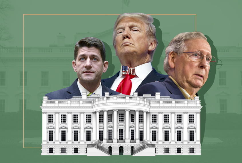 Paul Ryan; Donald Trump; Mitch McConnell (Getty/AP/Photo Montage by Salon)