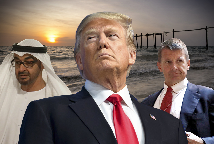 Mohammed bin Zayed Al-Nahyan; Donald Trump; Erik Prince (Getty/AP/Photo montage by Salon)