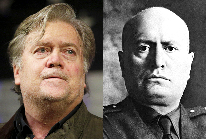 Steve Bannon; Benito Mussolini (AP/Brynn Anderson)