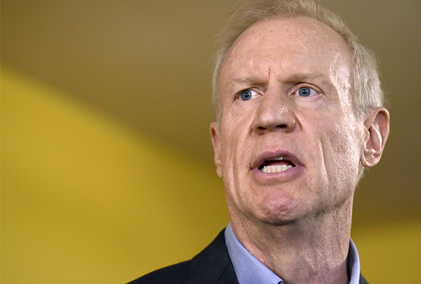 FILE - In this July 5, 2017, photo, Illinois Gov. Bruce Rauner speaks during a news conference in Chicago. Rauner is hardening his anti-tax stance as he readies a re-election bid following a major legislative defeat. (AP Photo/, File) (AP/G-Jun Yam)