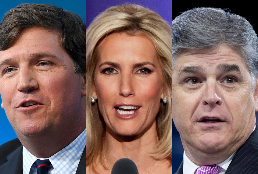 Tucker Carlson; Laura Ingraham; Sean Hannity (Getty/Roy Rochlin/Alex Wong/Saul Loeb)