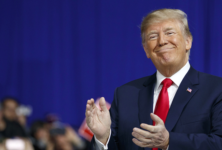 Donald Trump speaks at a campaign rally at Atlantic Aviation in Moon Township, Pa. (AP/Carolyn Kaster)