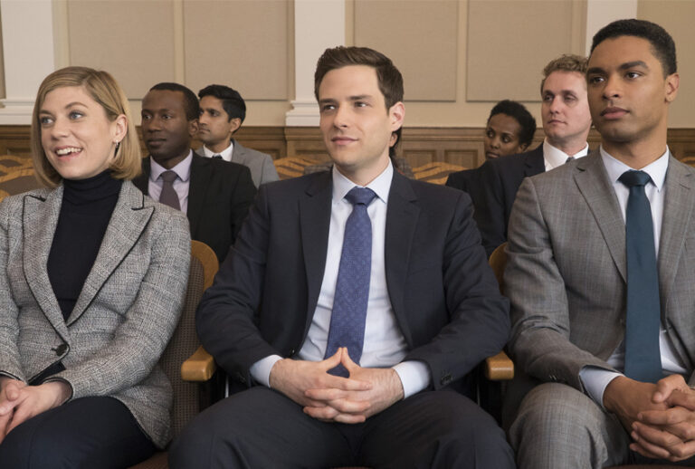 Susannah Flood, Ben Rappaport, and Regé-Jean Page in "For the People" (ABC/Eric McCandless)