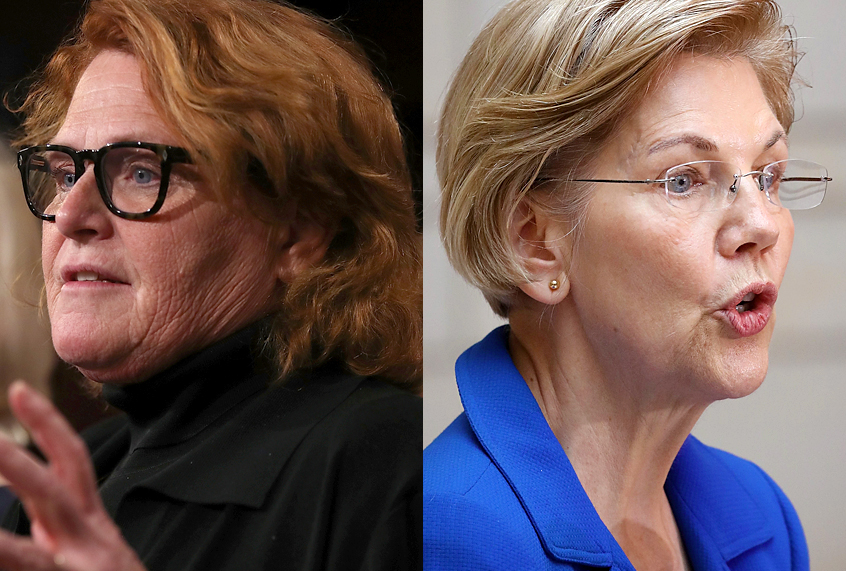 Heidi Heitkamp; Elizabeth Warren (Getty/Justin Sullivan/Mark Wilson)