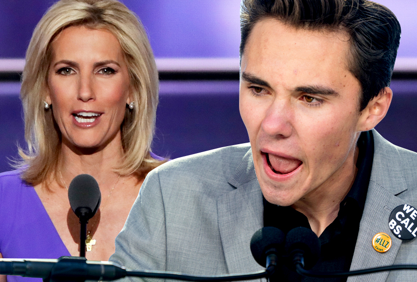 Laura Ingraham; David Hogg (AP/Andrew Harnik/Getty/Alex Wong)