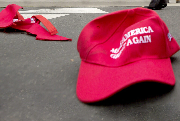 Make America Great Again Hats on Ground (Getty/David McNew)