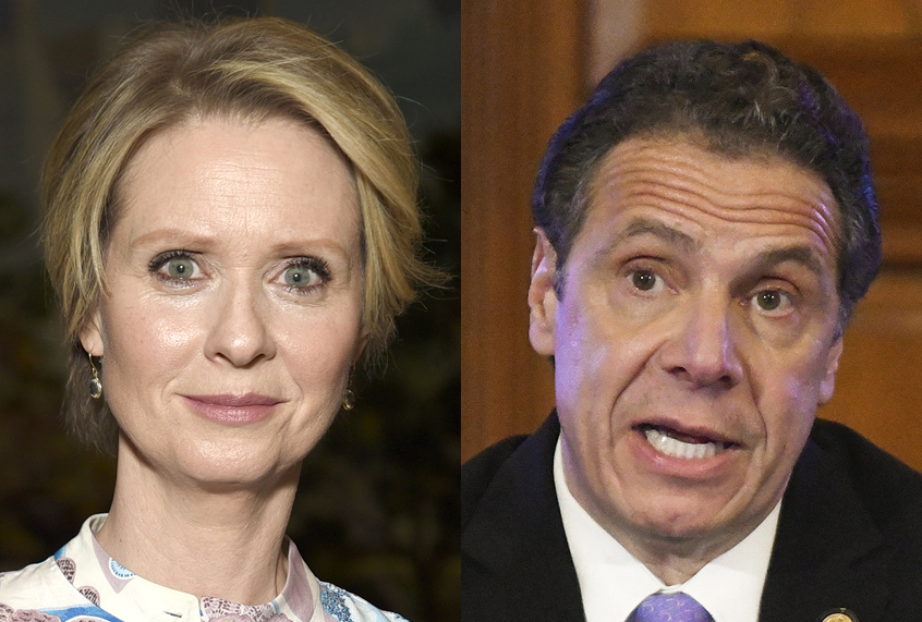 Cynthia Nixon; Andrew Cuomo (Getty/Jenny Anderson/Hans Pennink)