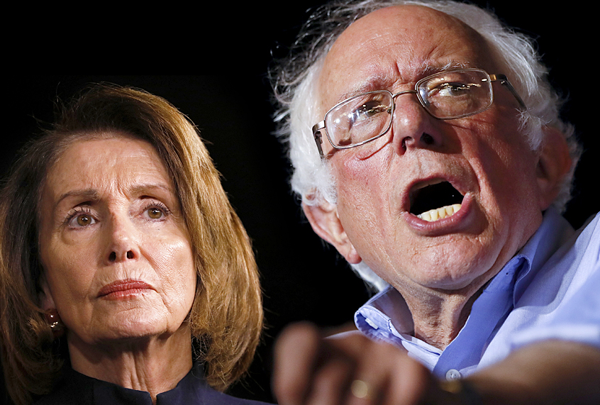 Nancy Pelosi; Bernie Sanders (Getty/Aaron P. Bernstein/AP/John Minchillo/Salon)