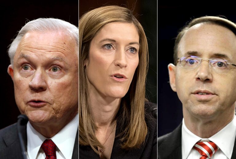 Jeff Sessions; Rachel Brand; Rod Rosenstein (AP/Jeff Malet Photography)
