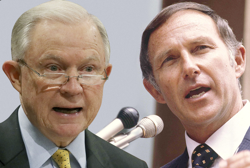 Jeff Sessions; Daryl Gates (Geetty/Mark Wilson/AP/Randy Rasmussen/Salon)