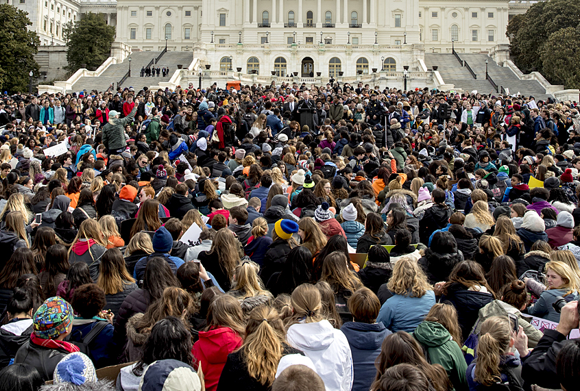 Students rally outside the Capitol Building in Washington to protest gun violence, March 14, 2018. (AP/Andrew Harnik)