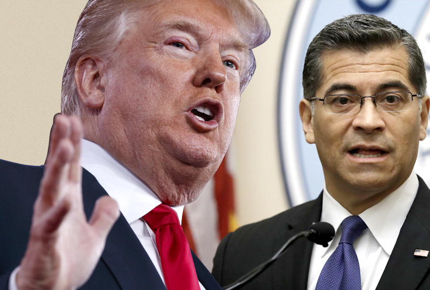 Donald Trump; Xavier Becerra (AP/Evan Vucci/Marcio Jose Sanchez)