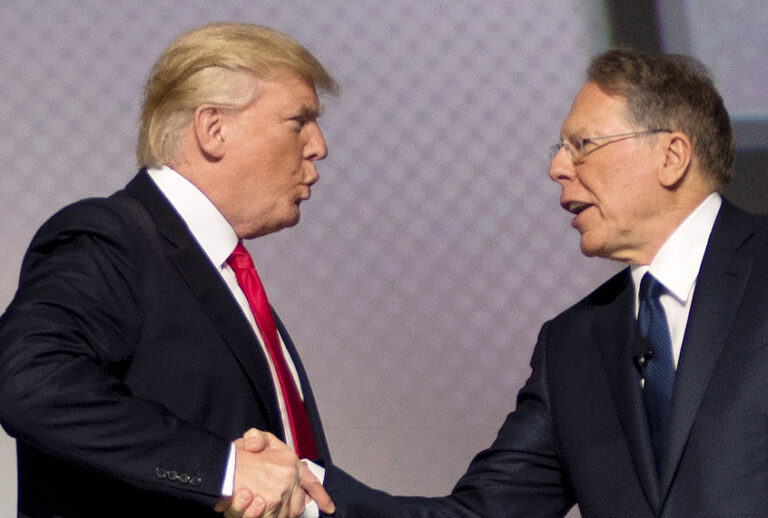 Donald Trump; NRA President Wayne LaPierre (Getty/Jim Watson)