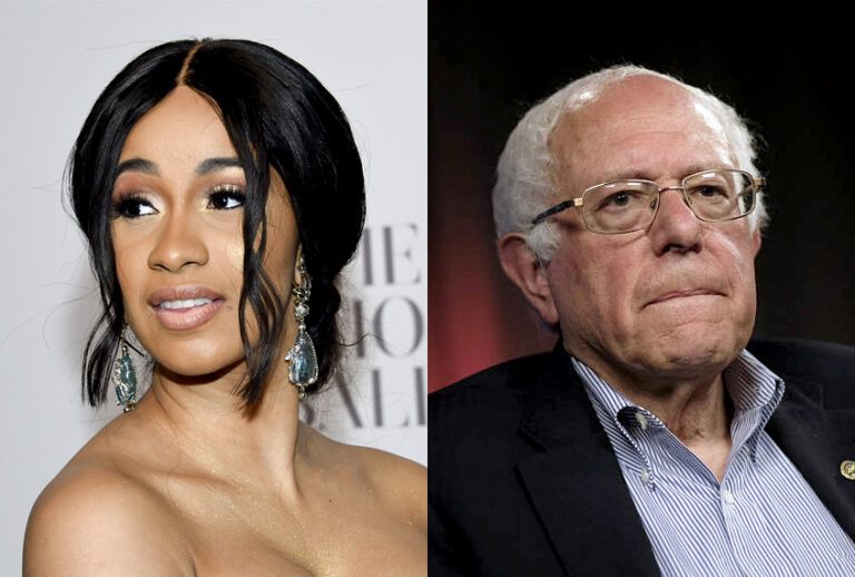 Cardi B; Bernie Sanders (AP/Evan Agostin/Jae C. Hong)