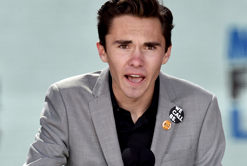 Marjory Stoneman Douglas High School student David Hogg speaks during the March for Our Lives Rally (Getty/Nicholas Kamm)