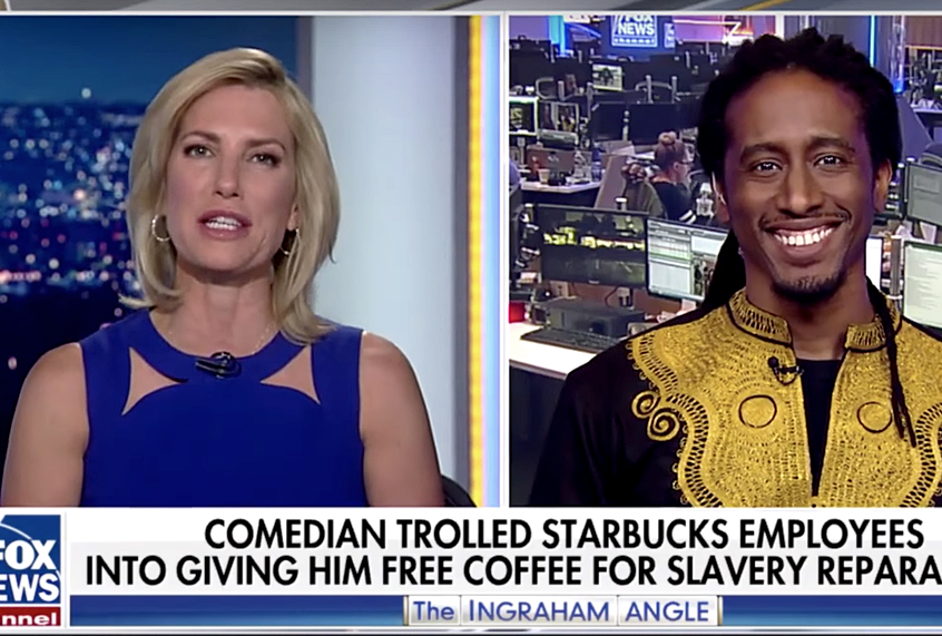Laura Ingraham and Bryan "Hotep Jesus" Sharpe on "The Ingraham Angle" (Fox News)