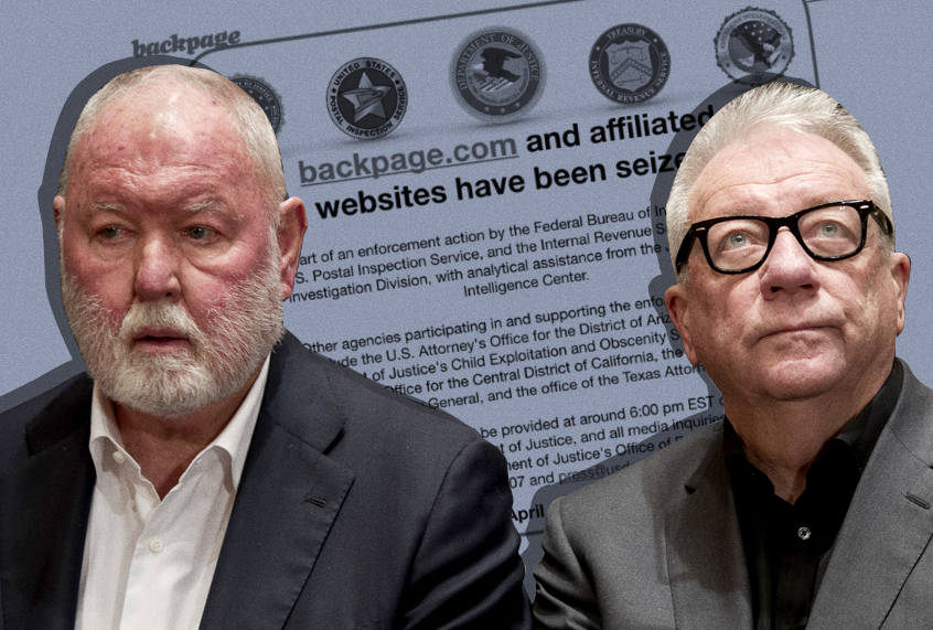 Former Backpage.com owners, James Larkin and Michael Lacey. (AP/Cliff Owen/Backpage)