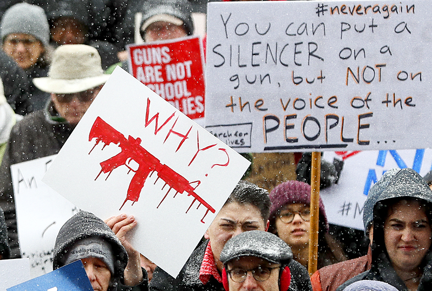 March for Our Lives protest for gun legislation and school safety, March 24, 2018. (AP/John Minchillo)