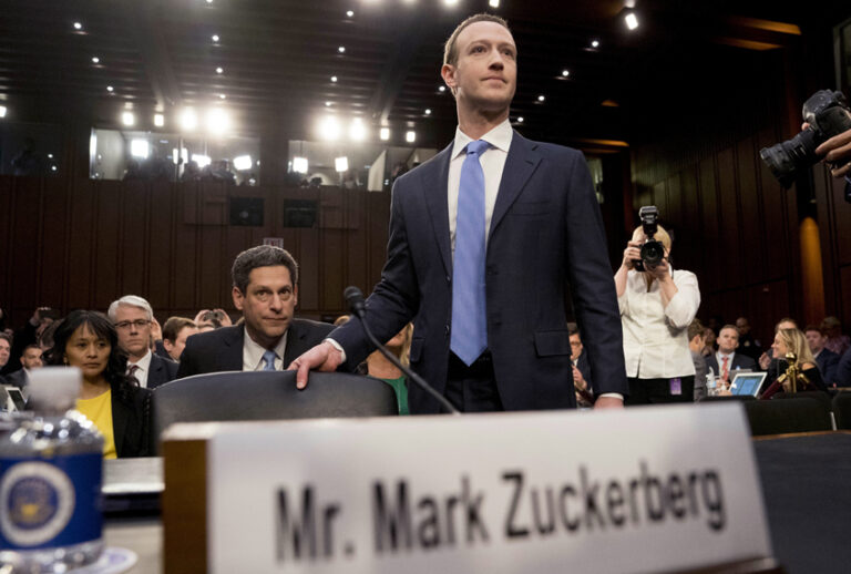 Mark Zuckerberg arrives to testify before a joint hearing of the Commerce and Judiciary Committees on Capitol Hill, April 10, 2018. (AP/Andrew Harnik)