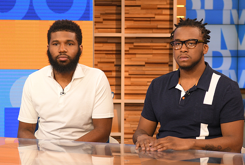 Rashon Nelson and Donte Robinson, the two men arrested at a Starbucks, tell their story on "Good Morning America," April 20, 2018. (ABC/Lorenzo Bevilaqua)