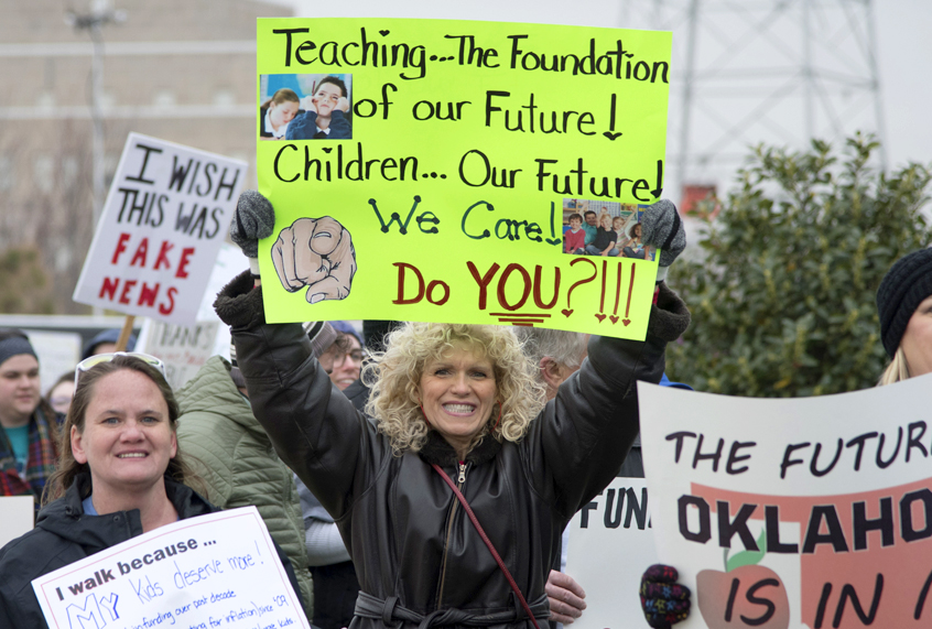 Oklahoma teachers rally at the state capitol, April 2, 2018. (Getty/J Pat Carter)