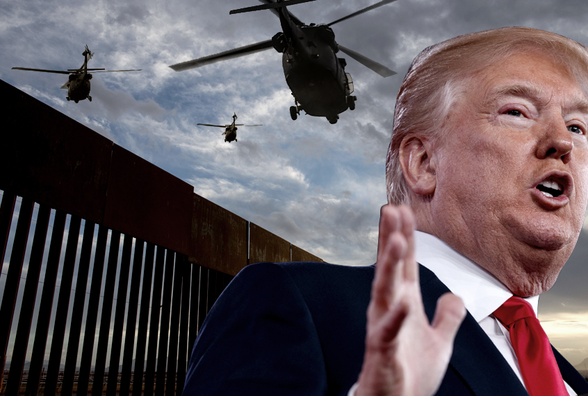 A section of the US/Mexico border fence. (Getty/AP/Photo Montage by Salon)