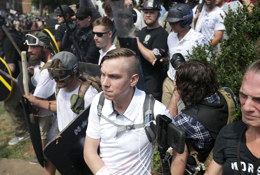 White nationalists and neo-Nazis at the "Unite the Right" rally August 12, 2017 in Charlottesville, Virginia. (Getty Images)
