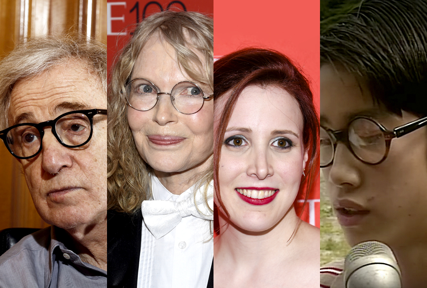 Woody Allen; Mia Farrow; Dylan O'Sullivan Farrow; Moses Farrow (AP/YouTube)