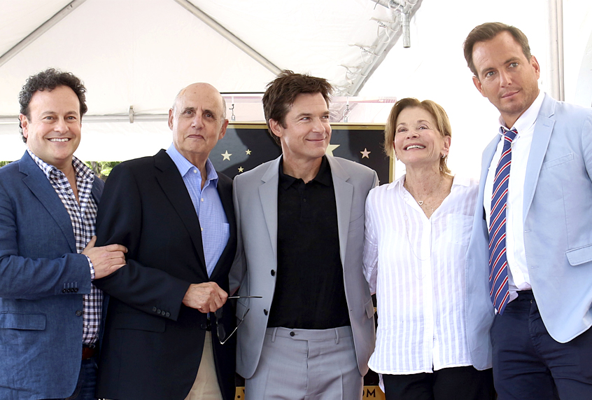 Creator and Cast of "Arrested Development" TV series Mitchell Hurwitz, Jeffrey Tambor, Jason Bateman, Jessica Walter and Will Arnett (AP/Willy Sanjuan)