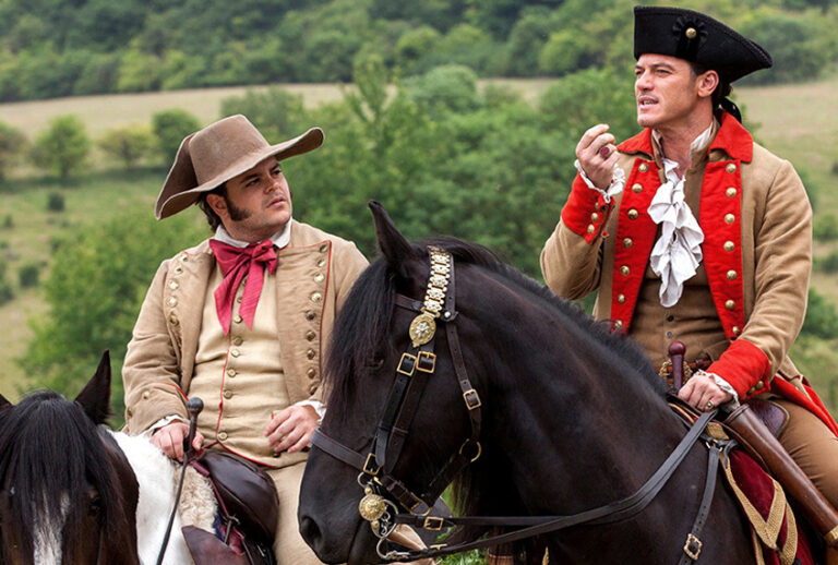 Josh Gad as LeFou and Luke Evans as Gaston in "Beauty and the Beast" (Disney)
