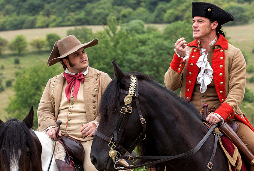 Josh Gad as LeFou and Luke Evans as Gaston in "Beauty and the Beast" (Disney)