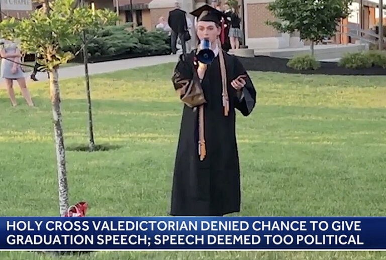 Valedictorian Christian Bales delivering his speech after the ceremony. (WLWT5)