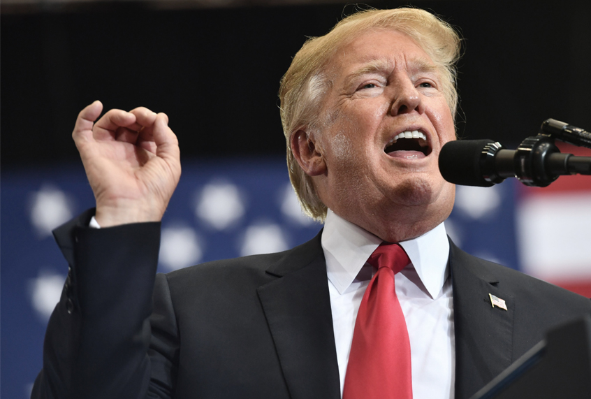 Donald Trump addresses a rally in Nashville, Tennessee, May 29, 2018. (Getty/Nicholas Kamm)