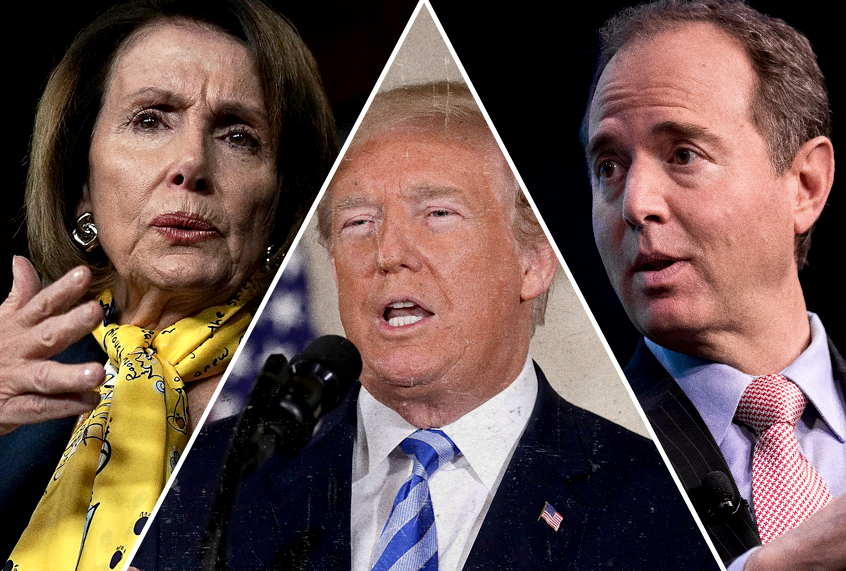 Nancy Pelosi; Donald Trump; Adam Schiff (Getty/Alex Wong/Chip Somodevilla/Drew Angerer)