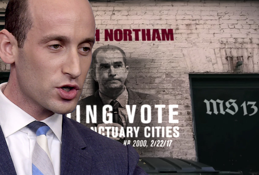 Stephen Miller; Ad Against MS-13 (AP/Susan Walsh/YouTube/Ed Gillespie)