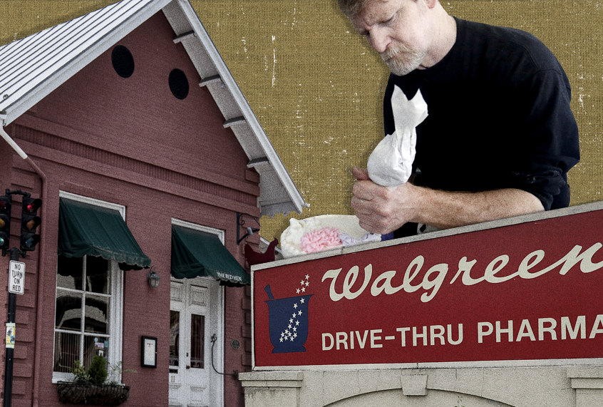 Red Hen Restaurant; Masterpiece Cakeshop owner, Jack Phillips; Walgreens (AP/Getty/Photo Montage by Salon)