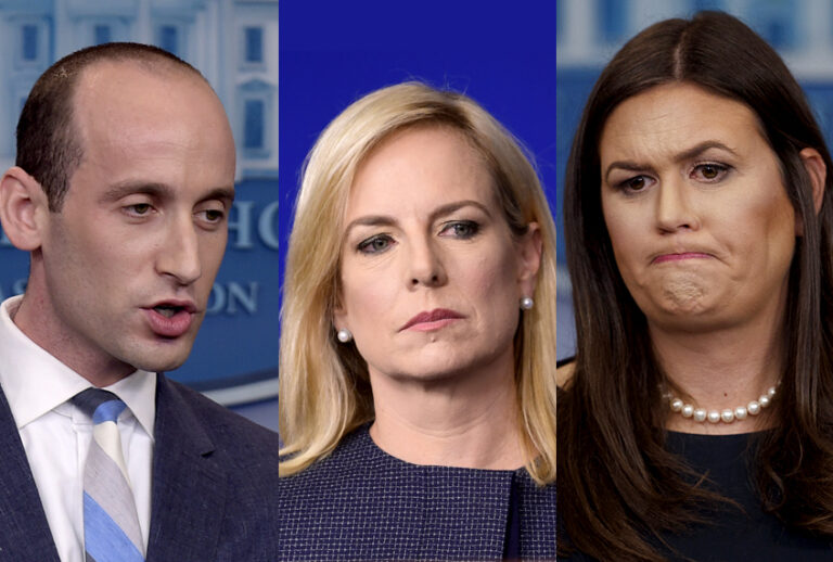 Stephen Miller; Kirstjen Nielsen; Sarah Huckabee Sanders (AP/Susan Walsh/Evan Vucci)