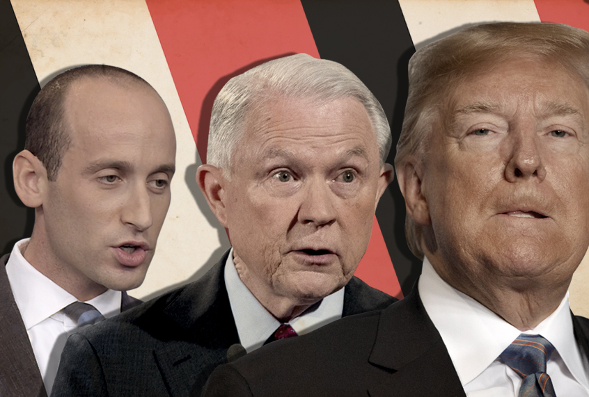 Stephen Miller; Jeff Sessions; Donald Trump (AP/Getty/Salon)